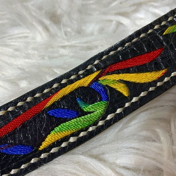 COLORFUL vibrant embroidered leather belt UNISEX - Picture 4 of 8